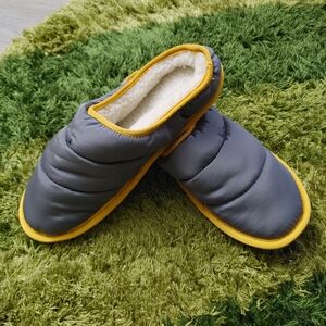 Gray and Yellow Quilted Slippers New Never Worn